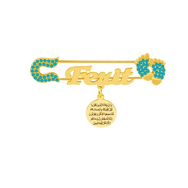 Gümüş Nazar Dualı İsimli Bebek Çengelli İğne