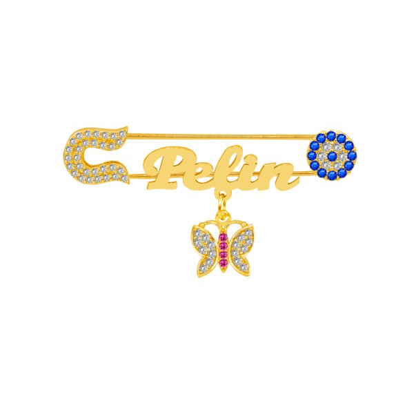 Gümüş Nazar Boncuklu İsimli Bebek İğnesi