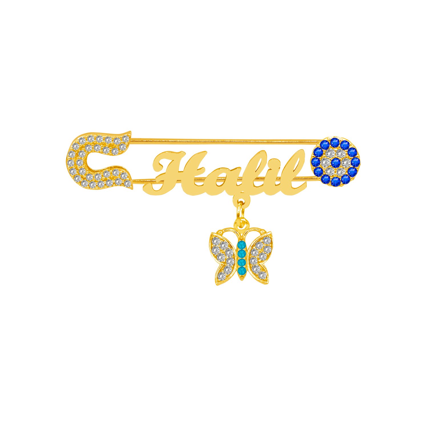 Gümüş Kelebekli İsimli Bebek Çatal İğnesi