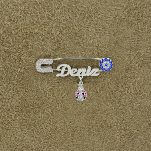 Gümüş Nazarlık Uğur Böceği İsimli Bebek İğnesi