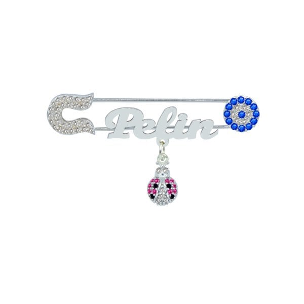 Gümüş Nazarlık Uğur Böceği İsimli Bebek İğnesi