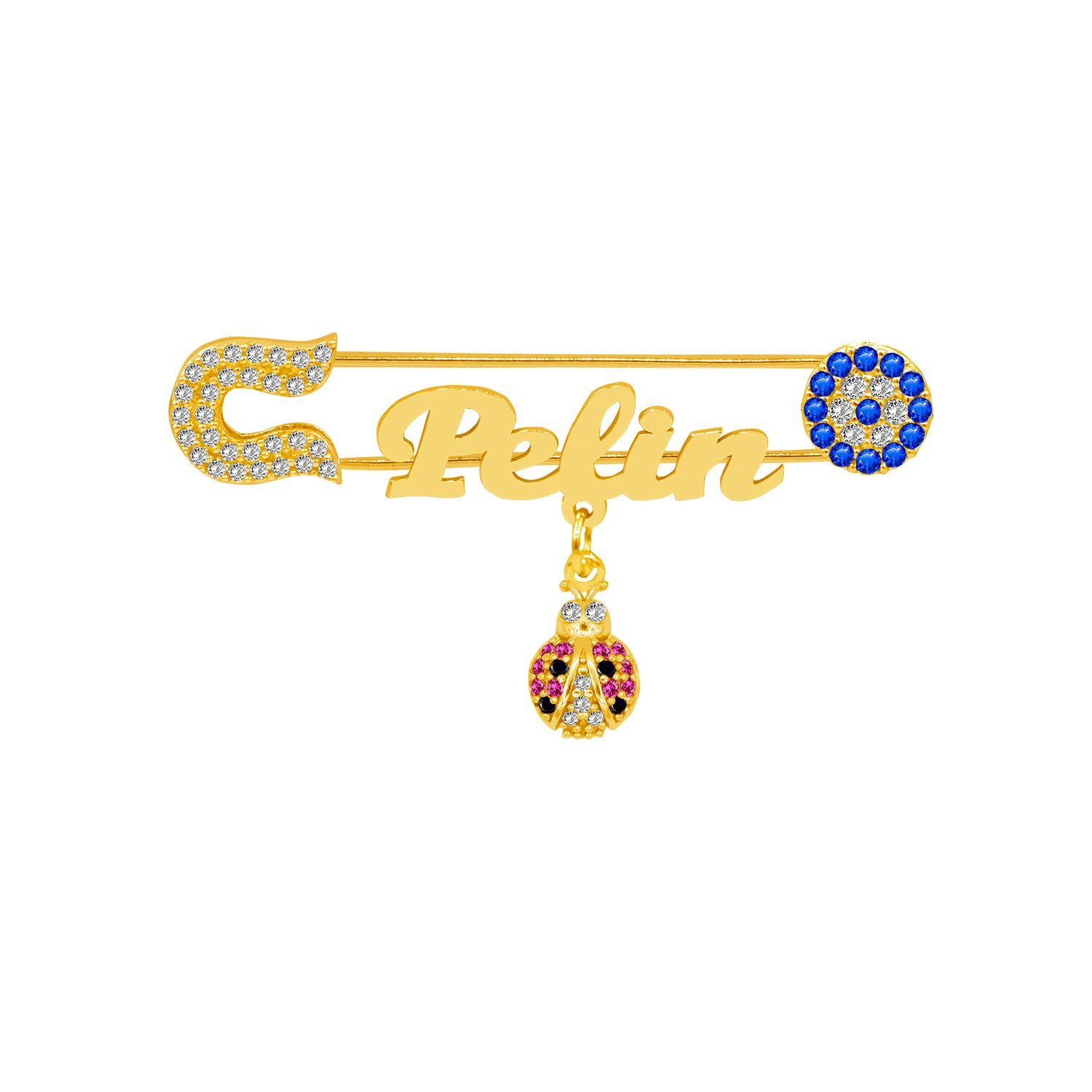 Gümüş Nazarlık Uğur Böceği İsimli Bebek İğnesi