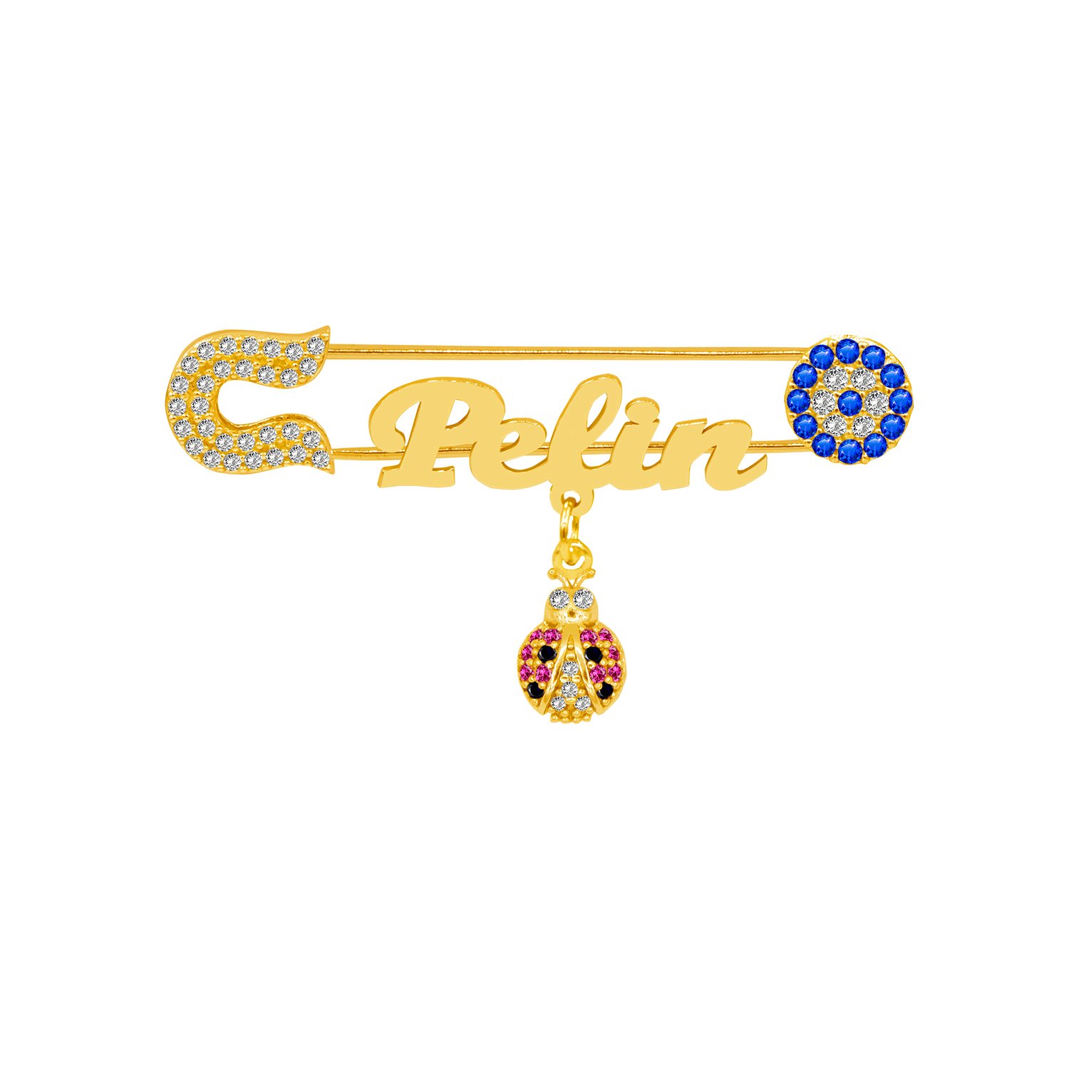 Gümüş Nazarlık Uğur Böceği İsimli Bebek İğnesi