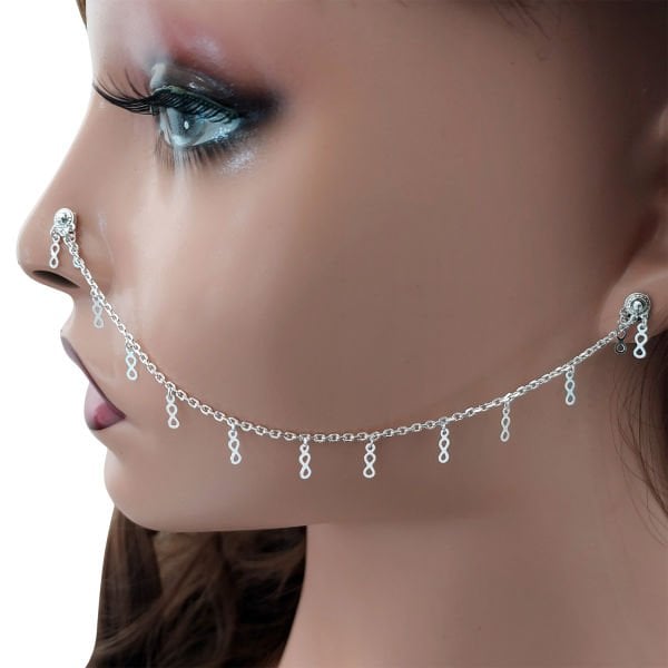 Gümüş Midyat Telkari Kulaktan Buruna Hızma