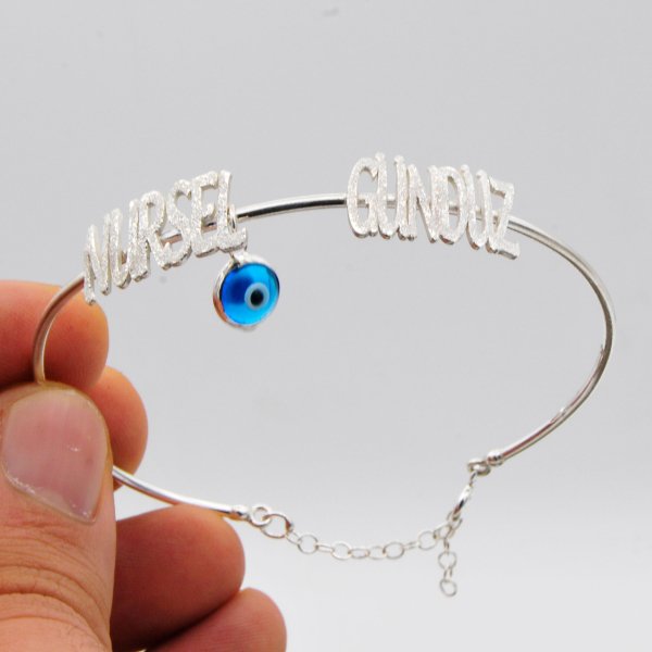 Gümüş Nazarlı Halka İsimli Bileklik