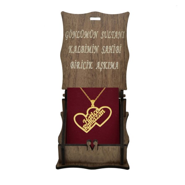 Gümüş Özel Tasarım 2 Kalpli İsimli Kolye