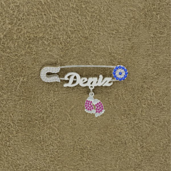 Gümüş Nazarlık Patikli İsimli Bebek İğnesi