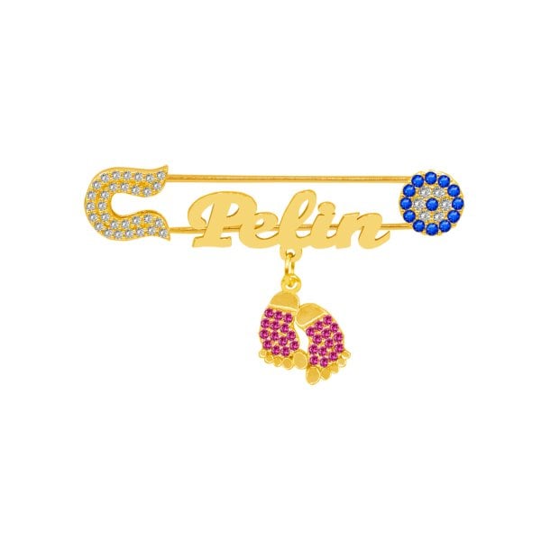 Gümüş Nazarlık Patikli İsimli Bebek İğnesi