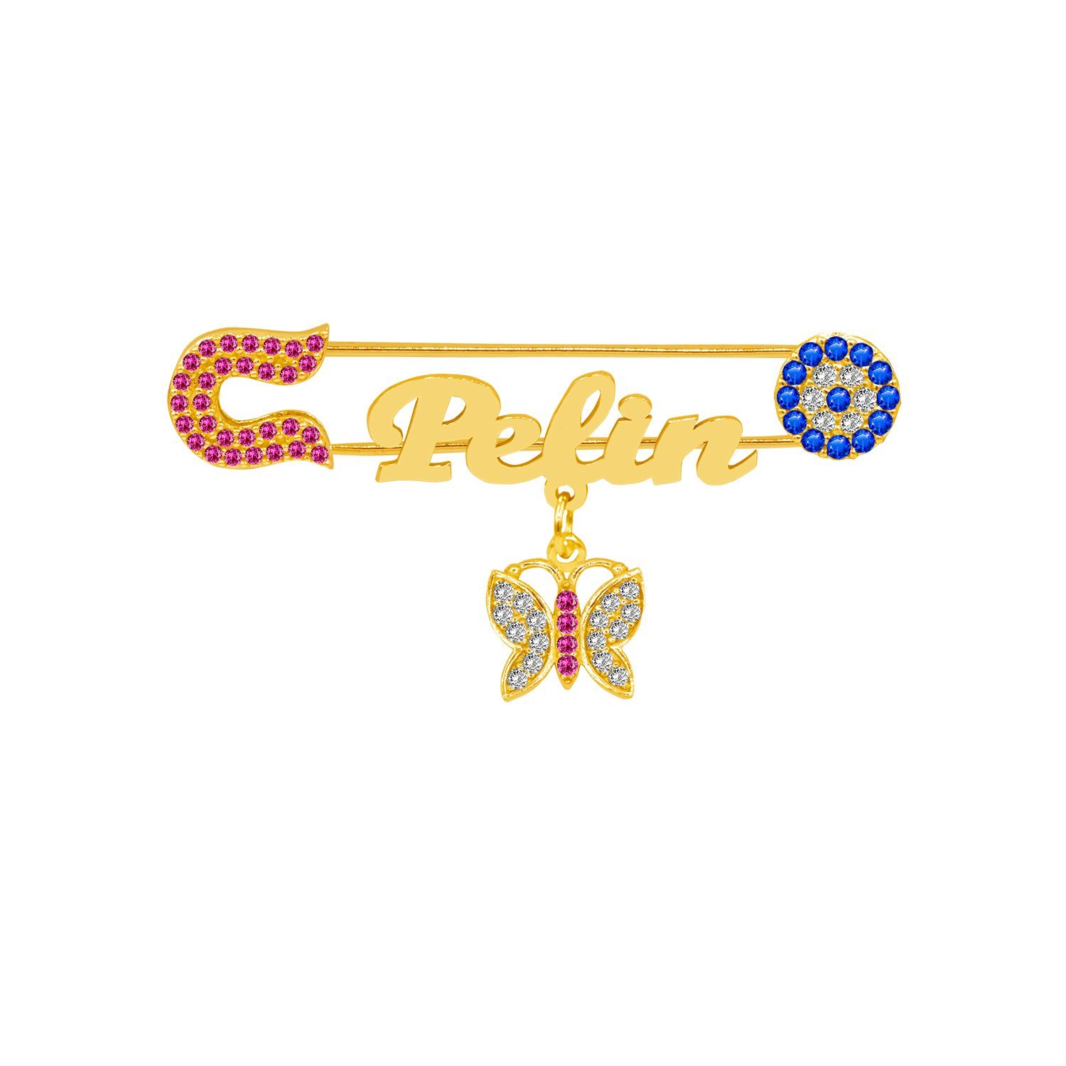 Gümüş Nazarlık İsimli Bebek Yaka İğnesi