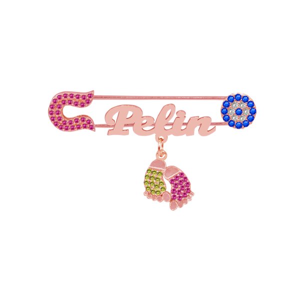 Gümüş Nazar Boncuklu İsimli Çocuk İğnesi