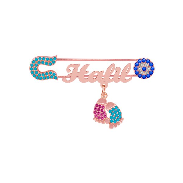 Gümüş Patikli İsimli Bebek Nazar İğnesi