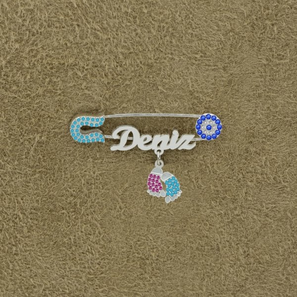 Gümüş Patikli İsimli Bebek Nazar İğnesi