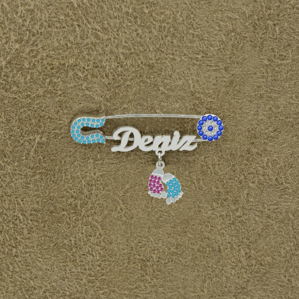 Gümüş Patikli İsimli Bebek Nazar İğnesi