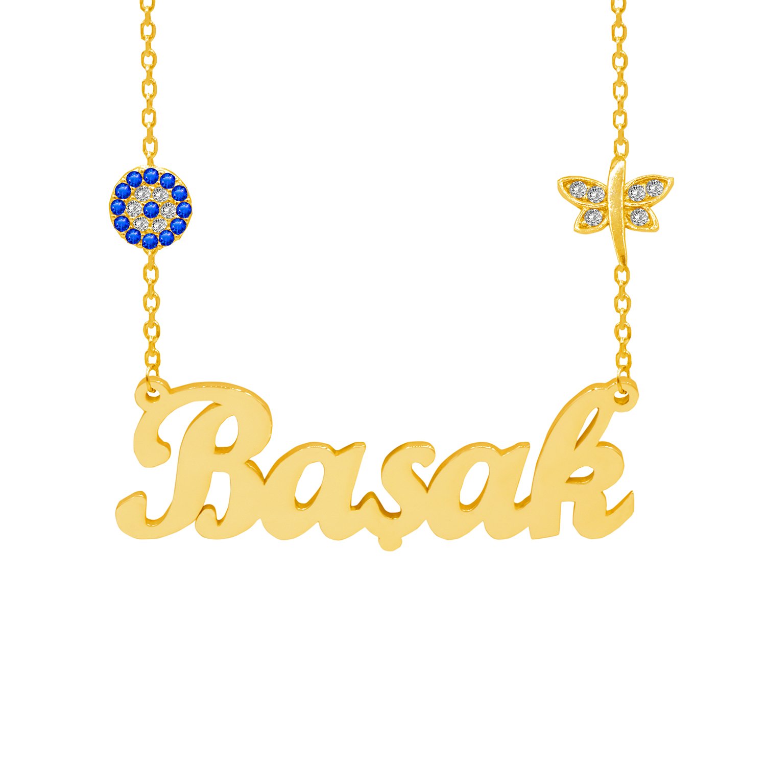 Gümüş Yusufçuk Nazar Boncuklu İsimli Kolye