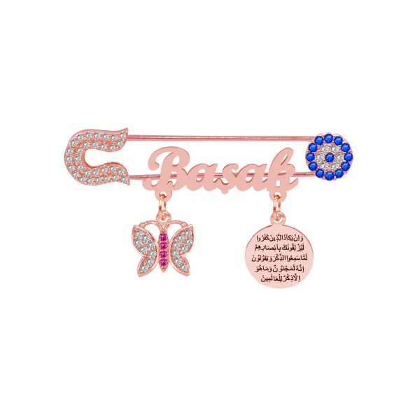 Gümüş Kelebek Nazarlık İsimli Bebek İğnesi