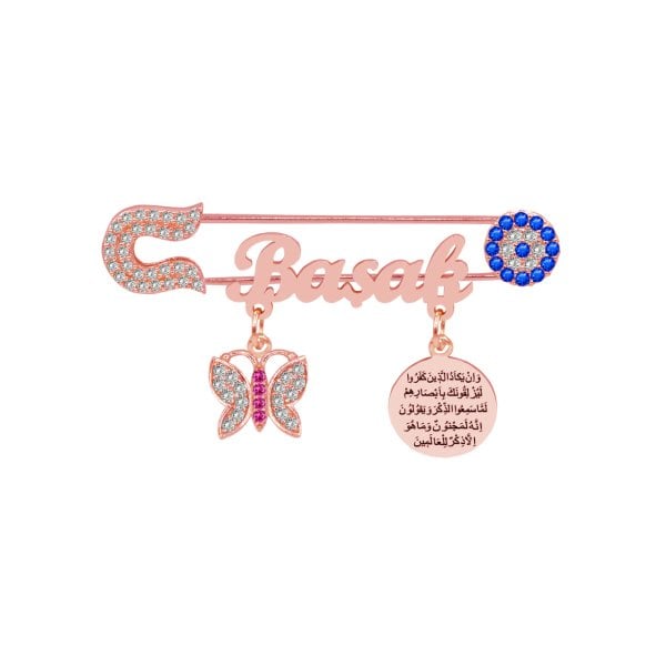 Gümüş Kelebek Nazarlık İsimli Bebek İğnesi