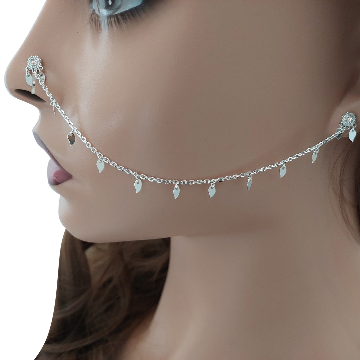 Gümüş Geçmeli Kulaktan Buruna Hızma