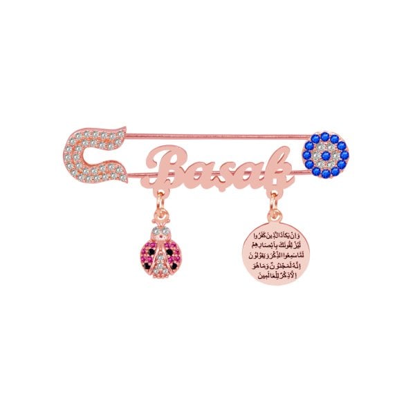 Gümüş Uğur Böceği Nazarlı İsimli Bebek İğnesi