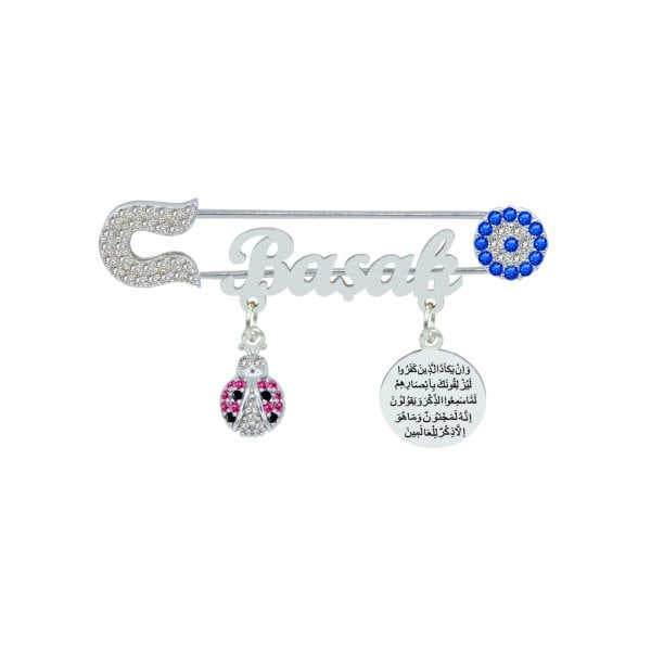 Gümüş Uğur Böceği Nazarlı İsimli Bebek İğnesi