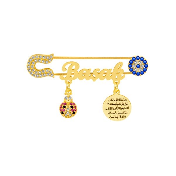 Gümüş Uğur Böceği Nazarlı İsimli Bebek İğnesi