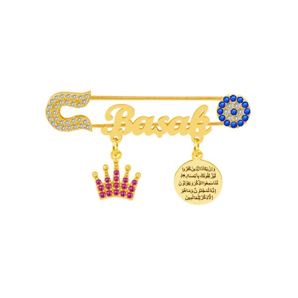 Gümüş Taçlı Nazarlık İsimli Bebek İğnesi