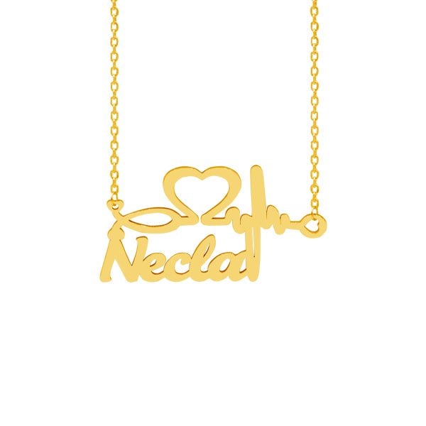 Gümüş Kişiye Özel Kalp Ritimli İsimli Kolye