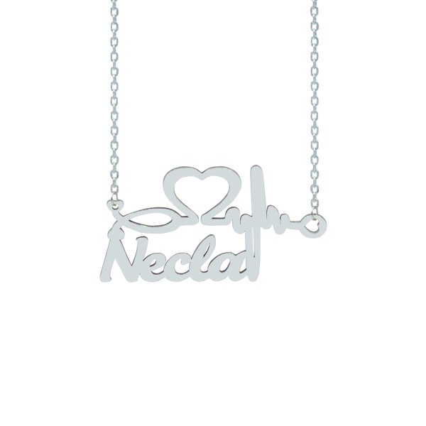 Gümüş Kişiye Özel Kalp Ritimli İsimli Kolye