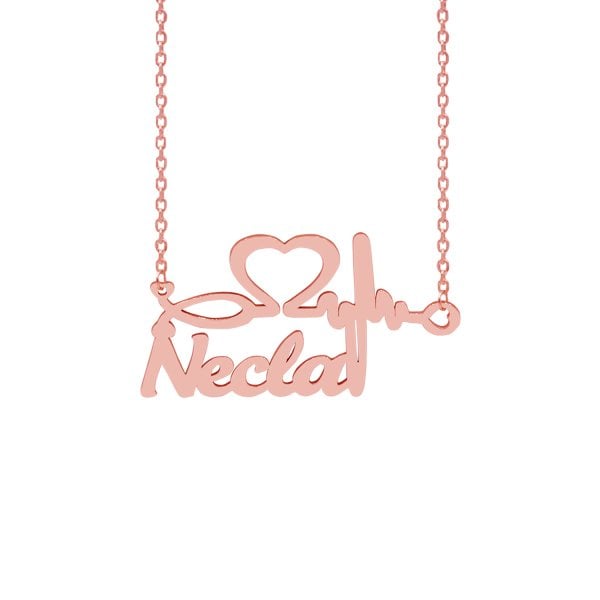 Gümüş Kişiye Özel Kalp Ritimli İsimli Kolye