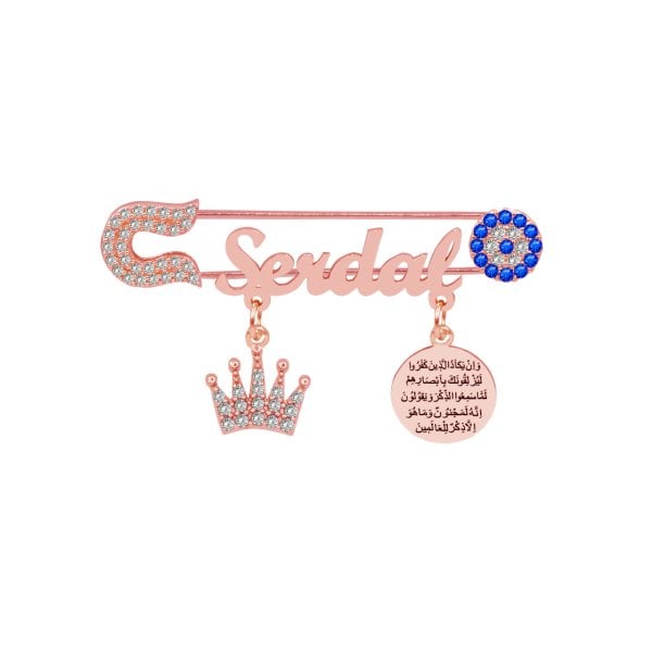 Gümüş Nazar Boncuklu İsimli Bebek İğnesi