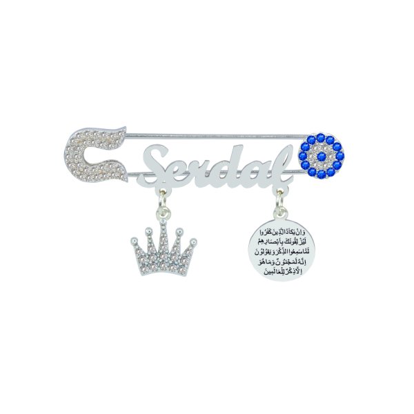 Gümüş Nazar Boncuklu İsimli Bebek İğnesi