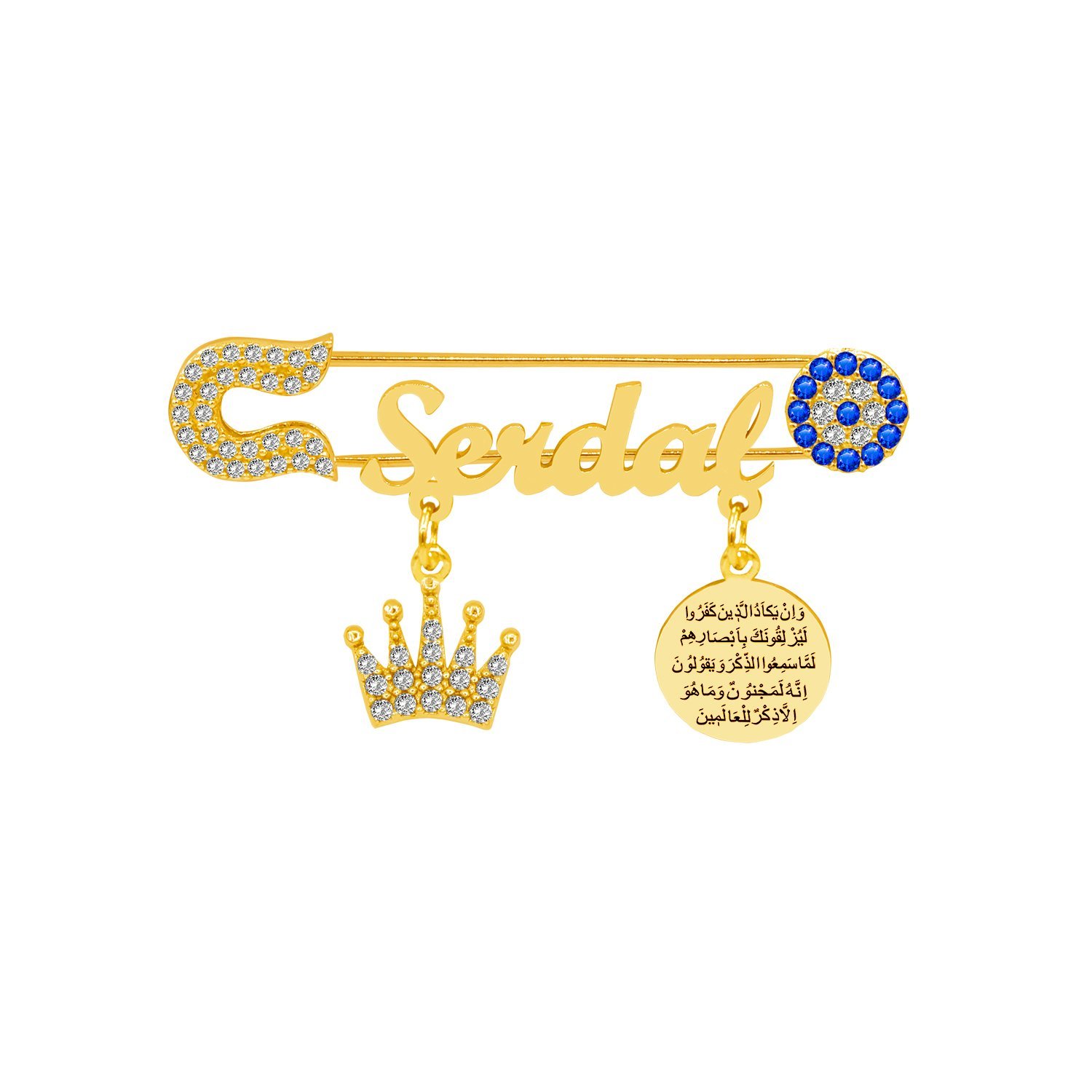 Gümüş Nazar Boncuklu İsimli Bebek İğnesi