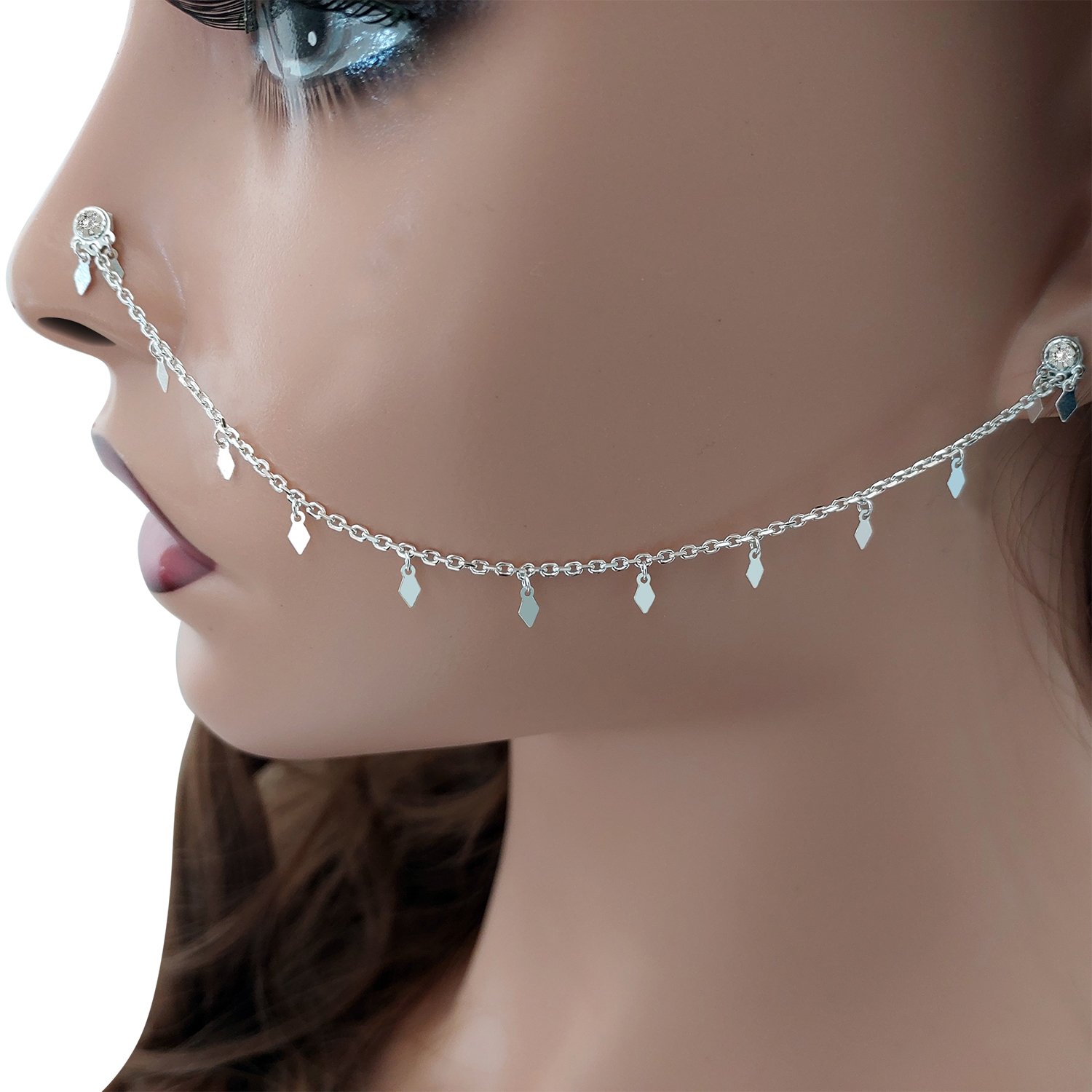 Gümüş Kulaktan Buruna Küpe Hızma