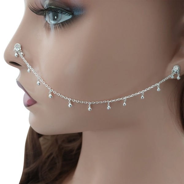 Gümüş Zincirli Kulaktan Buruna Hızma