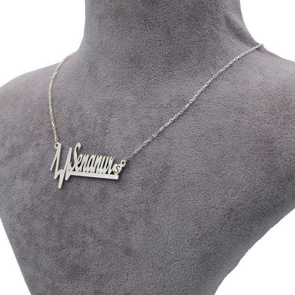 Gümüş Kalp Ritimli Yıl Dönümü Tarihli Kolye