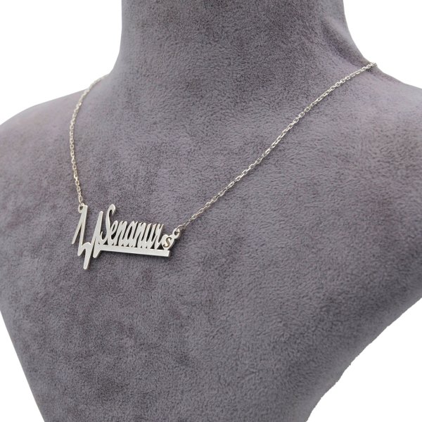 Gümüş Kalp Ritimli Yıl Dönümü Tarihli Kolye