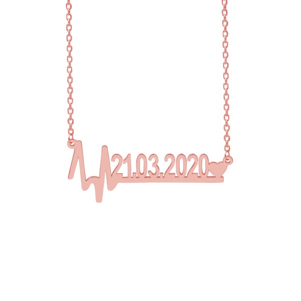 Gümüş Kalp Ritimli Yıl Dönümü Tarihli Kolye
