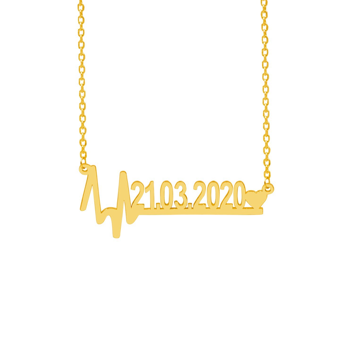 Gümüş Kalp Ritimli Yıl Dönümü Tarihli Kolye