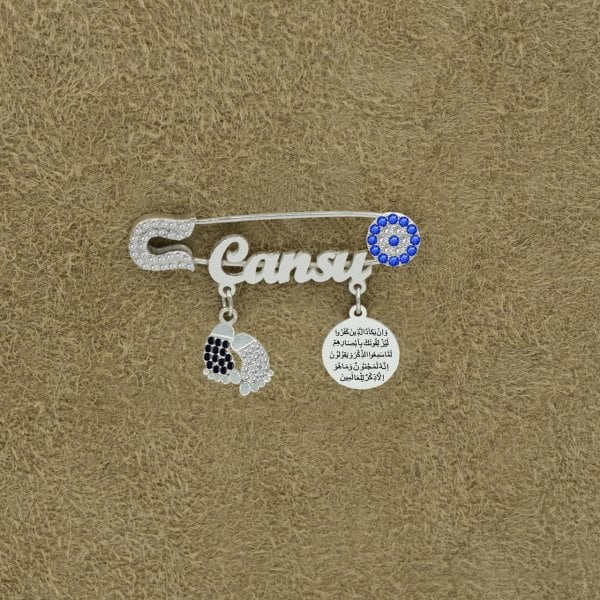 Gümüş Nazarlık İsimli Bebek Çatal İğne