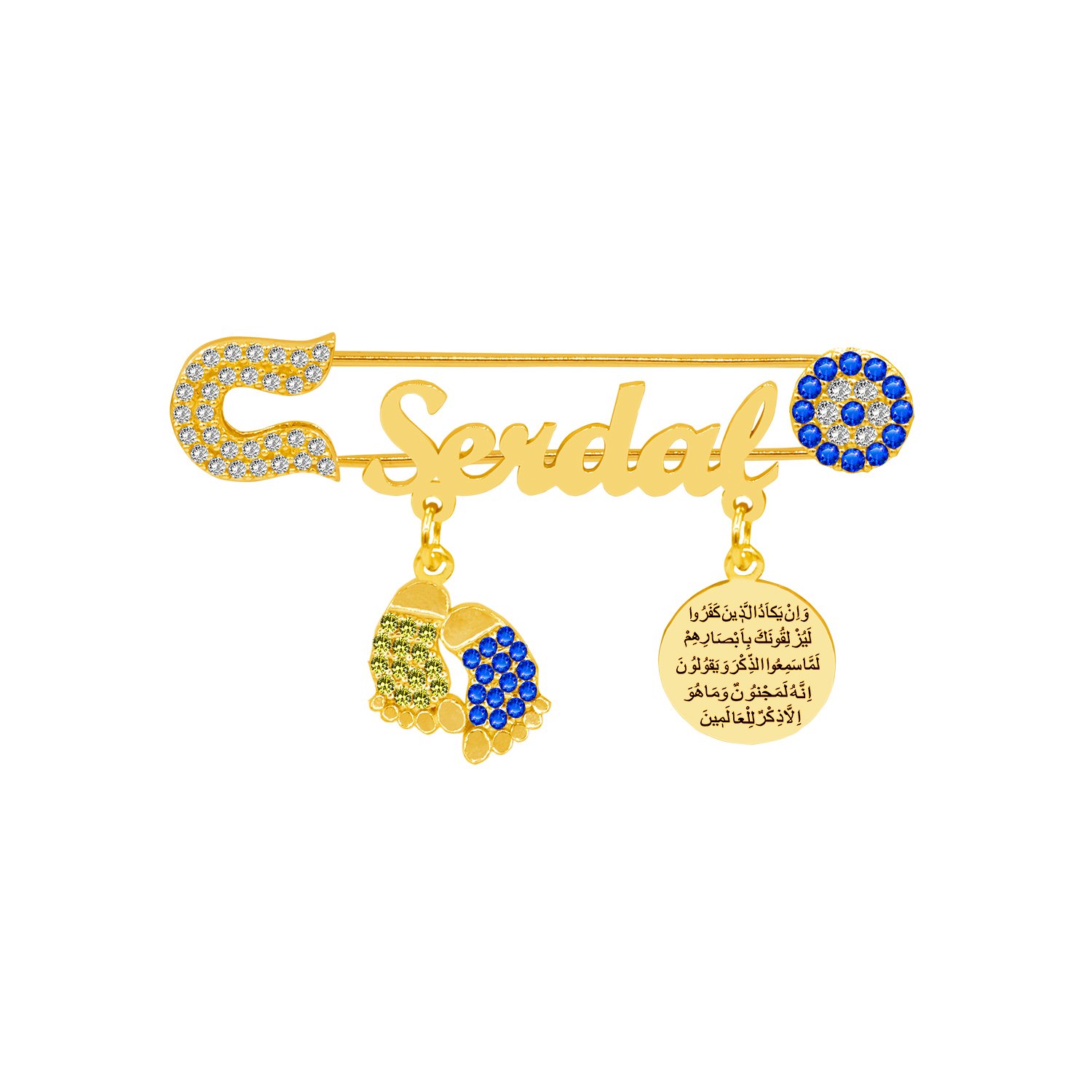 Gümüş Patikli Nazar Dualı İsimli Bebek İğnesi