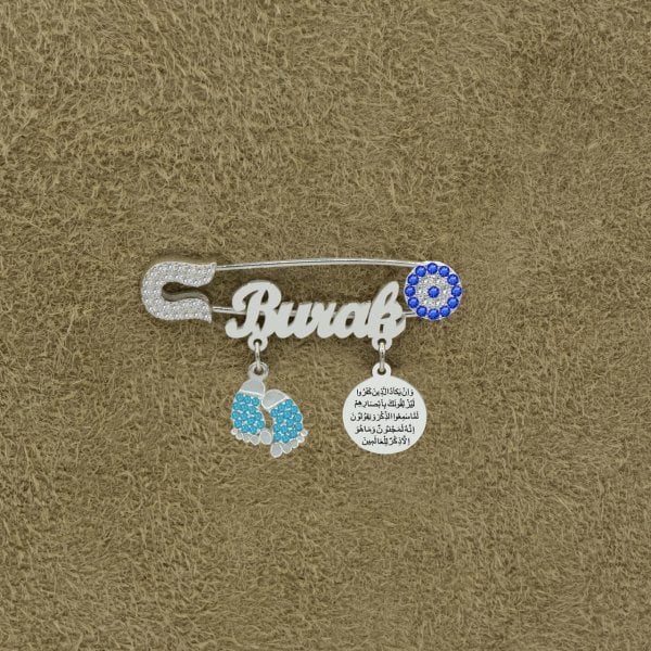 Gümüş Patikli İsimli Bebek Nazar İğnesi