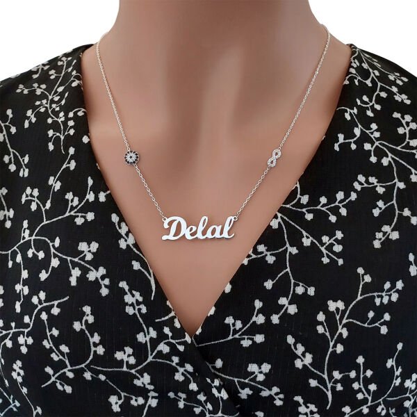 Gümüş Zinciri Nazarlık Sonsuzluk İsimli Kolye