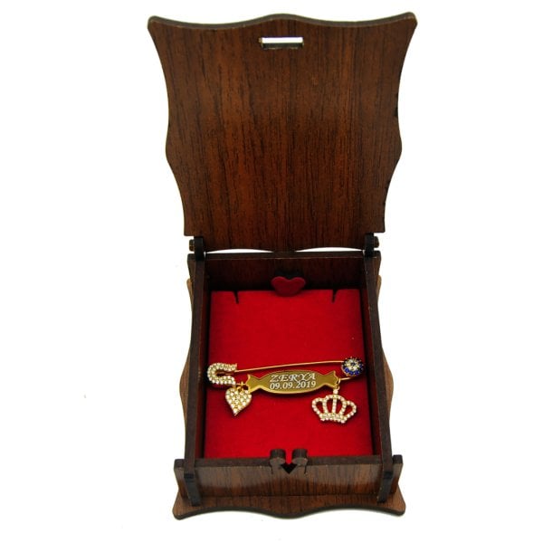 Gümüş Nazarlı Taçlı İsimli Çatal İğne