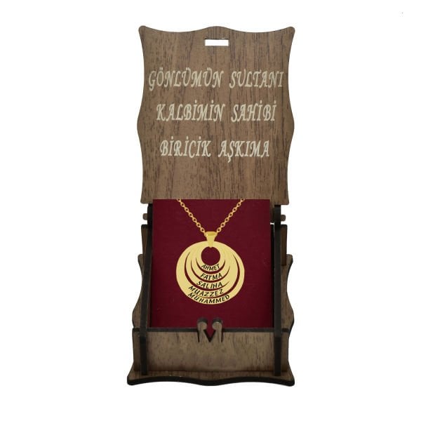 Gümüş Özel Tasarım Taşsız 5 Halkalı İsimli Kolye