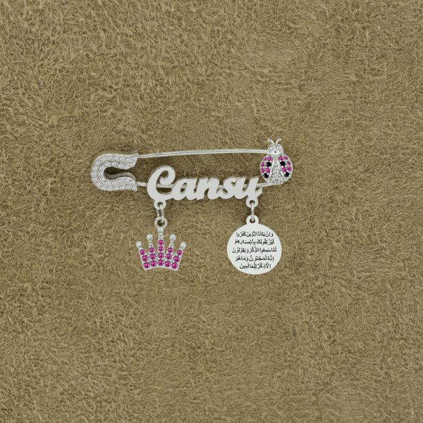 Gümüş Taçlı İsimli Bebek Nazar İğnesi