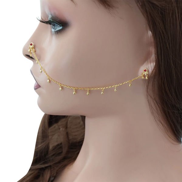 Gümüş Sıkıştırmalı Kulaktan Buruna Küpe Hızma