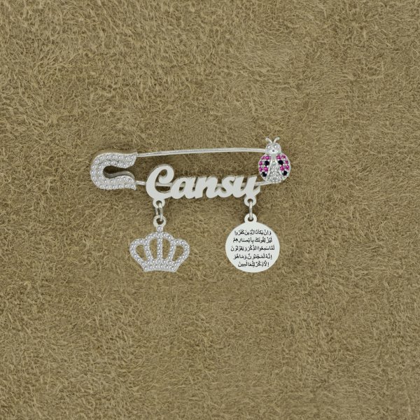 Gümüş Nazar Dualı İsimli Bebek Çatal İğne