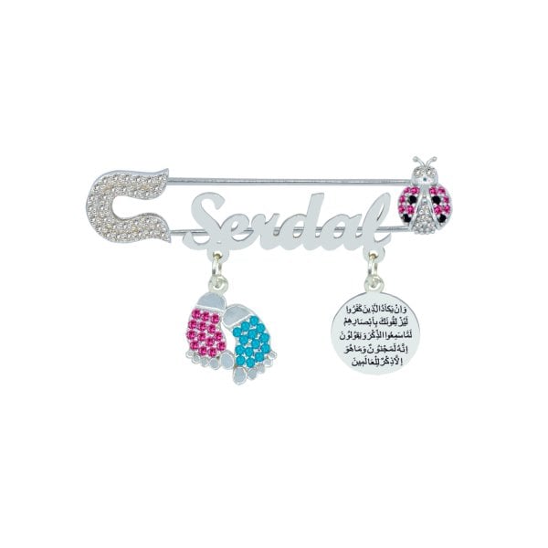 Gümüş Patikli Uğur Böcekli İsimli Bebek İğnesi