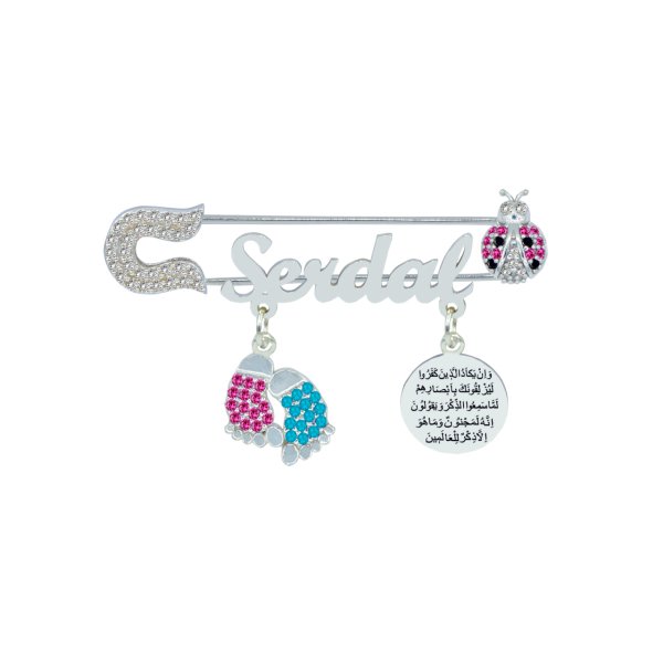 Gümüş Patikli Uğur Böcekli İsimli Bebek İğnesi