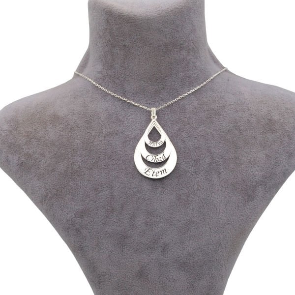 Gümüş Taşsız Üç Damlalı Tasarım İsimli Kolye