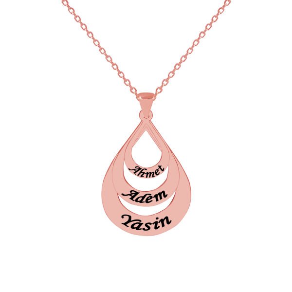 Gümüş Taşsız Üç Damlalı Tasarım İsimli Kolye